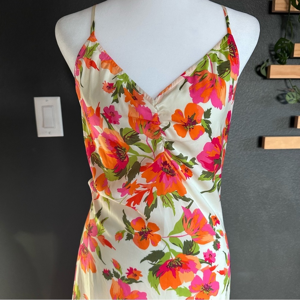 🌸 MISA Los Angeles Negine Floral Maxi Dress — Size M — Open Back Slip Dress - Picture 3 of 10